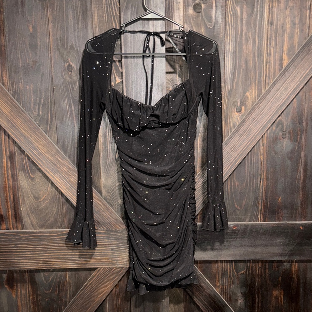 Elegant Black Ruched Dress